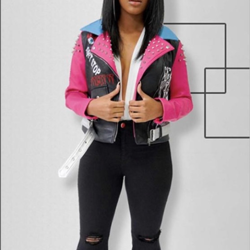 90’s Biker Chic Vegan Leather Jacket
